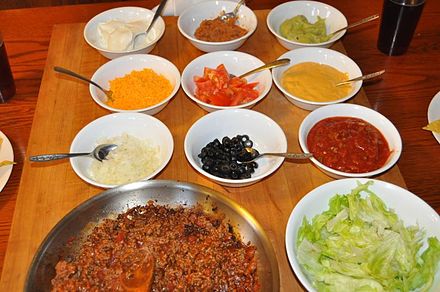 Common ingredients for North American hard shell tacos