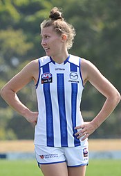 Randall during a pre-season practice match for North Melbourne in 2019