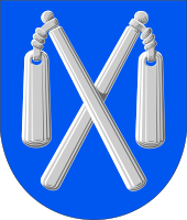 Two flails pictured in the coat of arms of Teuva