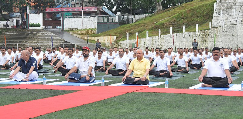 File:The Governor of Mizoram, Lt. Gen. (Retd.) Nirbhay Sharma participating in the mass performance of Common Yoga Protocol (2).jpg