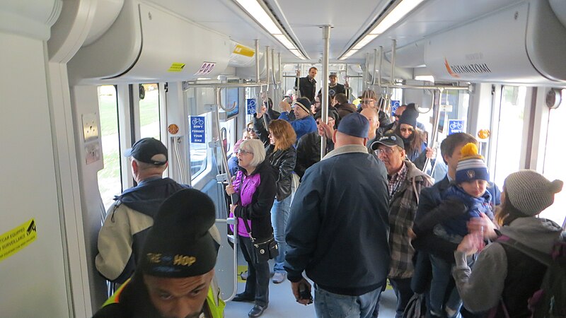 File:The Hop in Milwaukee - interior of well-loaded streetcar, Nov. 2018.jpg