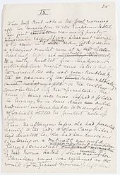 Page from original manuscript of The House of Mirth, in Edith Wharton's hand