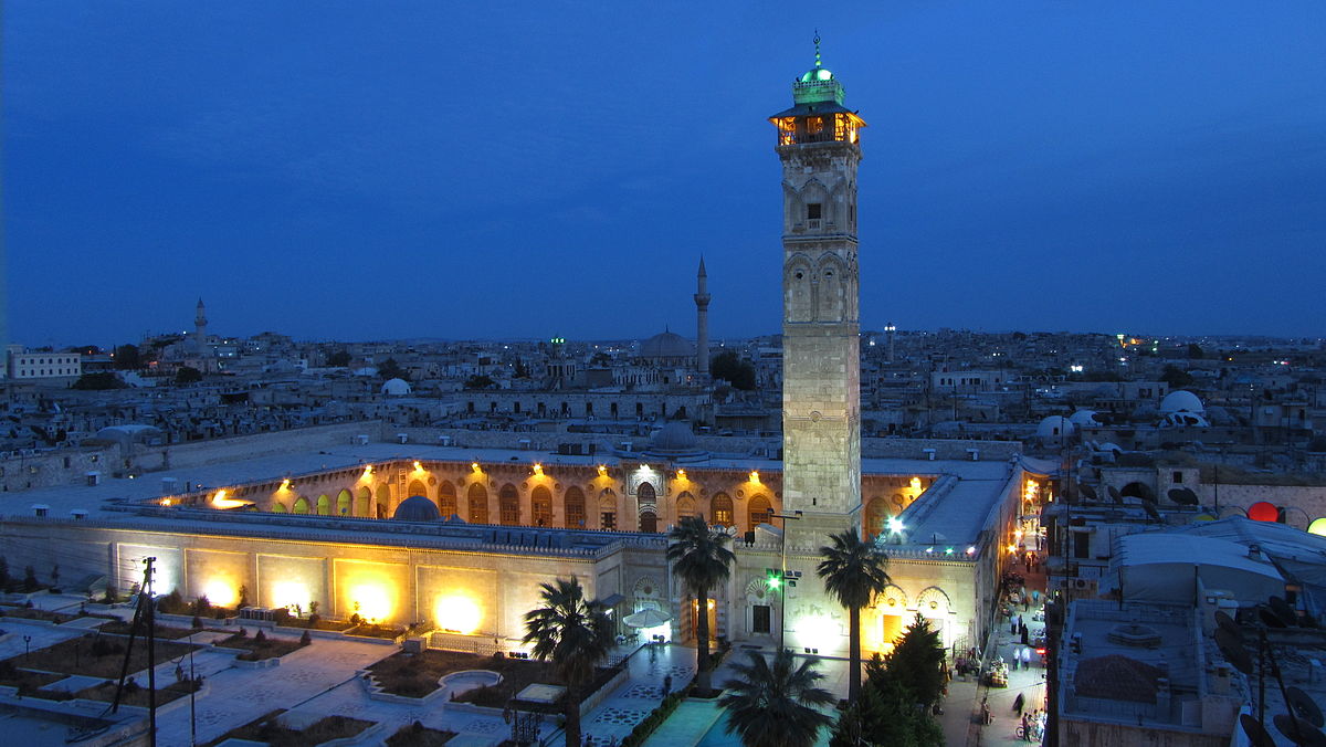 4.The great Umayyad mosque in Aleppo at night Photograph: مجد محبّك