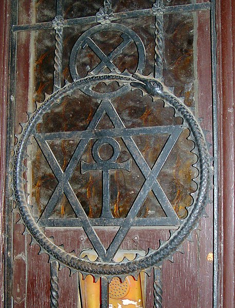 The Theosophical seal as door decoration in Budapest, Hungary