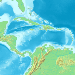 Karibų jūros topografinis žemėlapis