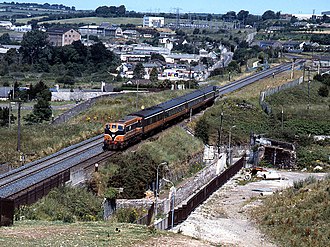 A train passing through Kilbarry in 1989 Train at Kilbarry (geograph 2821193).jpg