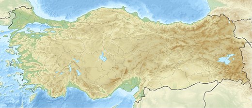 Turkey, with Antalya pinpointed at the northwest along a thin strip of land bounded by water