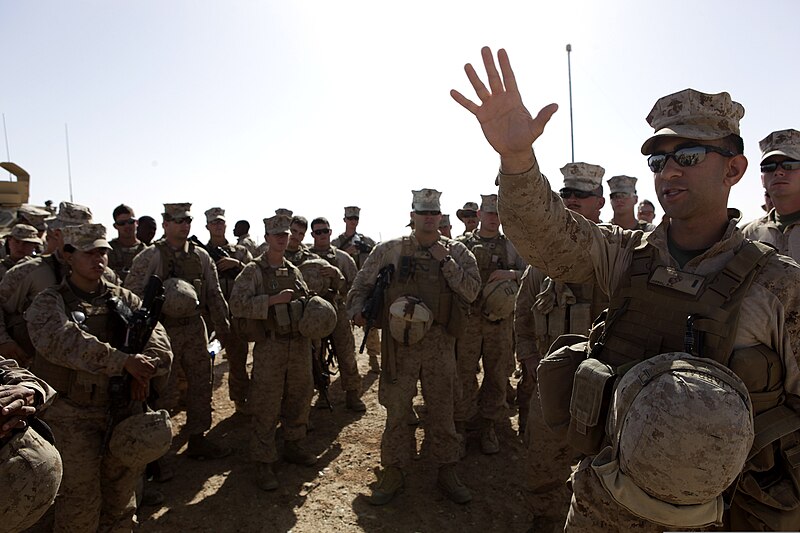 File:U.S. Marine Corps 1st Lt. Alex Jabbal, assigned to the 1st Platoon, Combat Logistics Company 28, Combat Logistics Regiment 2, briefs fellow Marines before conducting a casualty evacuation drill at Camp Dwyer 130324-M-KS710-002.jpg