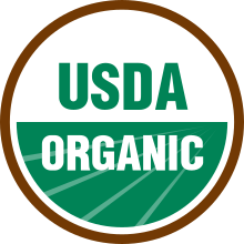 This seal is found on all food products that meet NOP regulations to be called "100% Organic" or "Organic". USDA organic seal.svg