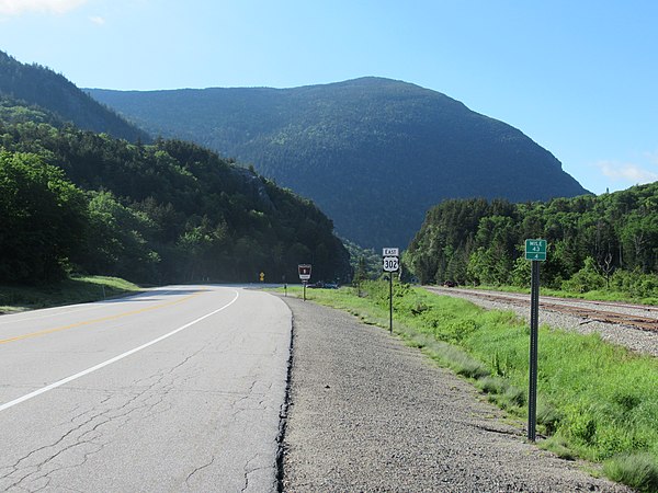 US 302 entering Crawford Notch in the White Mountains of New Hampshire