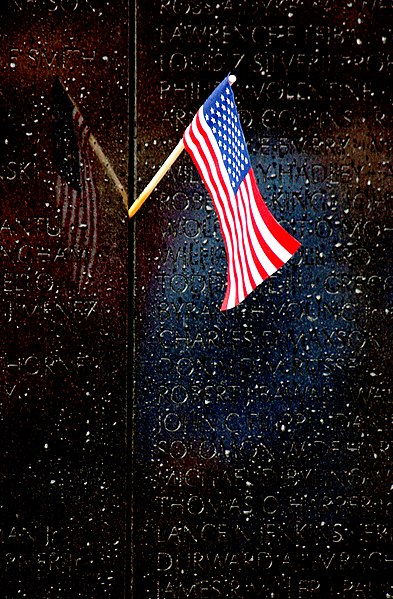 File:US Navy 021111-N-5319A-001 A small flag reflects against names inscribed on the Vietnam Veterans Memorial.jpg