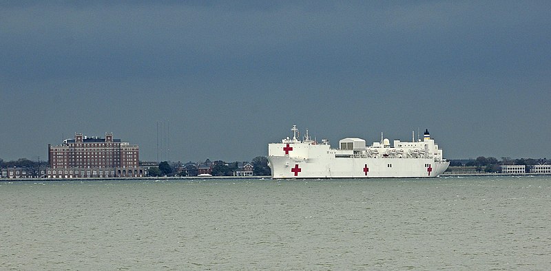 File:US Navy 110321-N-EP471-280 USNS Comfort (T-AH 20) sails past historic Fort Monroe en route to Naval Station Norfolk.jpg