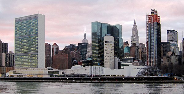Image: United Nations Headquarters in New York City, view from Roosevelt Island