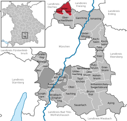 Läget för Unterschleißheim i Landkreis München