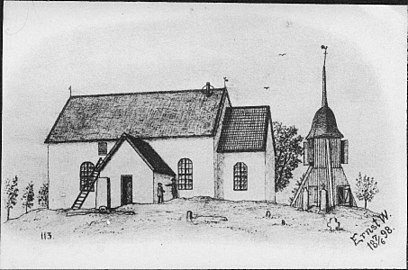 Kyrkan på teckning 1898.