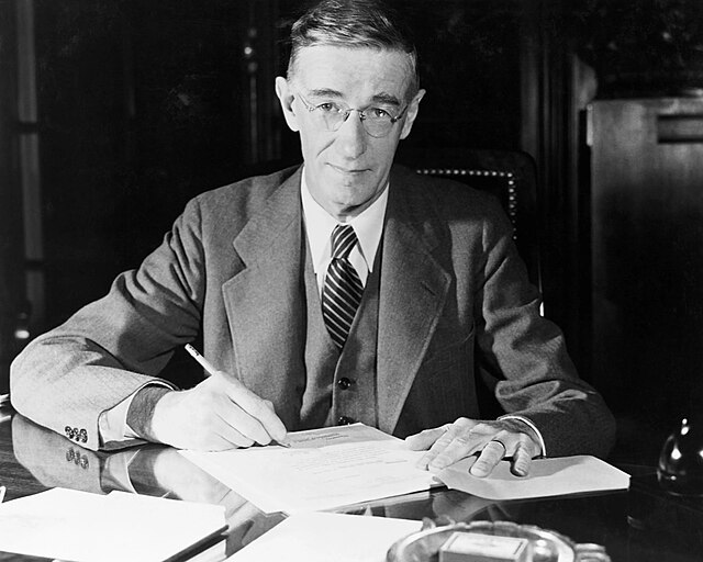 Engineer Vannevar Bush wrote "As We May Think" in 1945 in which he described the Memex, a theoretical proto-hypertext device which in turn helped insp