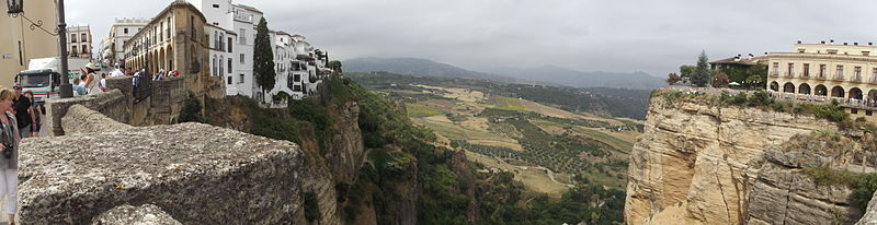 File:Views of the El Tajo gorge from Puente Nuevo at Calle Arminan, in Ronda - Spain.jpg