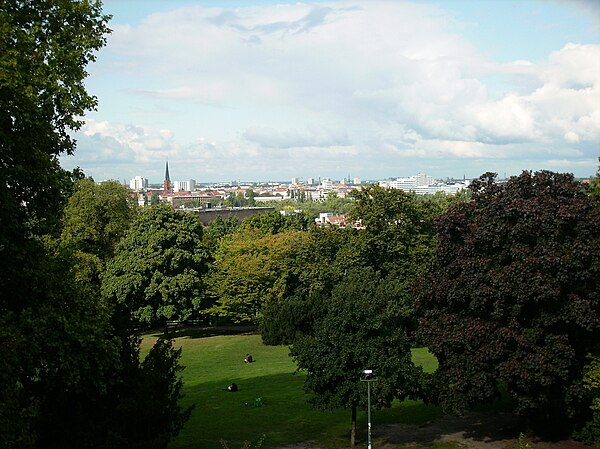 View on Berlin from Kreuzberg's National monument for the Liberation Wars.