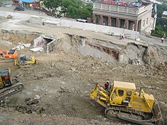 Верхняя станция, август 2008 г., строительство туннеля
