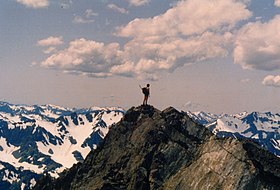 Walter Walkinshaw on the summit of Mount Walkinshaw Walt on top of Mt. Walkinshaw.jpg