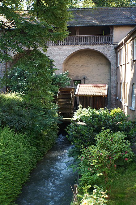 Water wheel on one of the city's canals