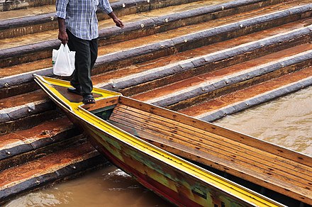 Boarding a water taxi