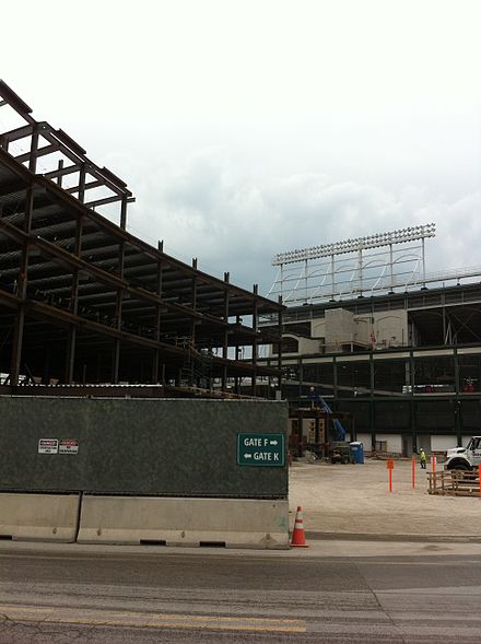 Triangle Plaza and future Cubs office building under construction at the conclusion of the 2015 season