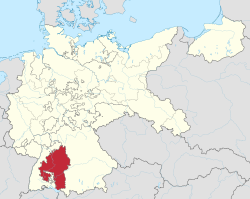 Lokasi Württemberg (merah) dengan wilayah Republik Weimar.