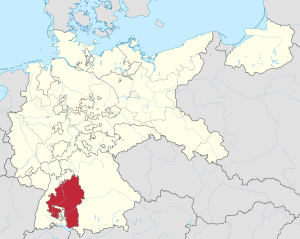 Расположение Вюртемберга (красным) в составе Германии