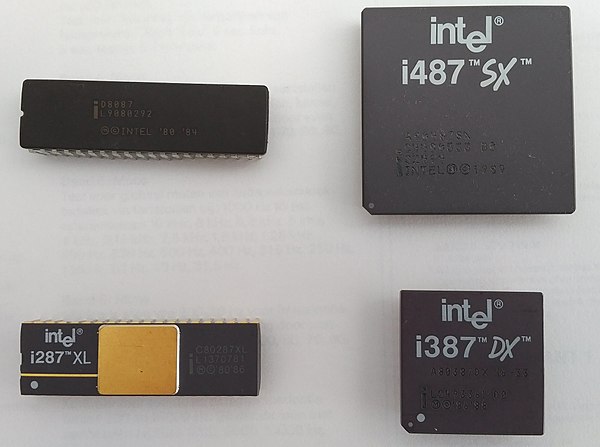 Collection of the x87 family of math coprocessors by Intel