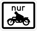 Zusatzschild 724 nur Krafträder auch mit Beiwagen (Symbol) (300 × 250 mm)