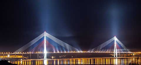 The Russky Bridge in Vladivostok has a central span of 1104 metres. It is the world