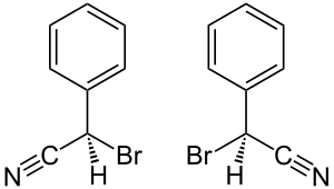 (±) -Bromobenzyl cyanide: structural formulas of both enantiomers