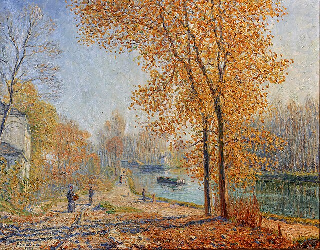 Les Bords du Loing ; effet d'automne le matin à Moret, par Francis Picabia (1904, musée des Beaux-Arts d'Agen).\n (définition réelle 4 782 × 3 728)