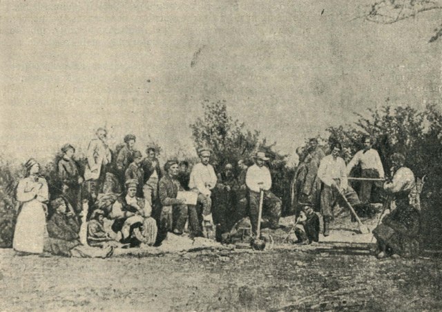 Селяни копають могилу Т.Г. Шевченкові на Чернечій горі біля Канева, 1861