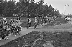 12e Tour de oude Jan voor jongens, start in Velp, peloton onderweg, Bestanddeelnr 924-7057.jpg