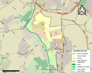 Kolorowa mapa przedstawiająca użytkowanie gruntów.