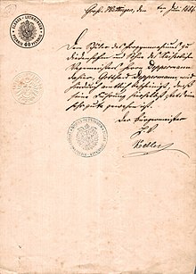 Führungs- und Unbescholtenheitszeugnis von 1886 aus Groß-Hettingen mit Prägesiegel auf Stempel- und Gebührenpapier