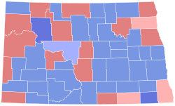 1986-os észak-dakotai amerikai szenátusi választások eredménytérkép a county.svg szerint