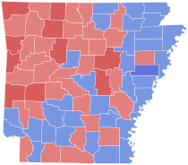 2002 Arkansas gubernatorial election results map by county.svg