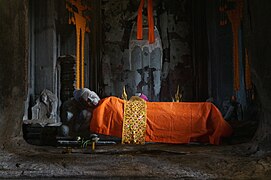 Statue of reclining Buddha in the central Prasat of Angkor Wat, Cambodia