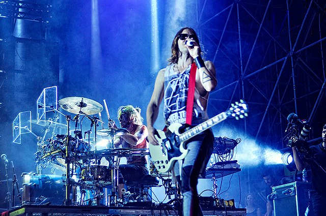 Frontman Jared Leto and drummer Shannon Leto performing in Padua, Italy, in July 2013