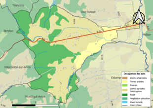 Barevná mapa znázorňující využití půdy.