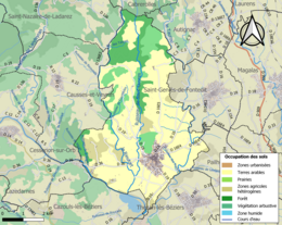 Carte des infrastructures et de l'occupation des sols de la commune en 2018 (CLC).