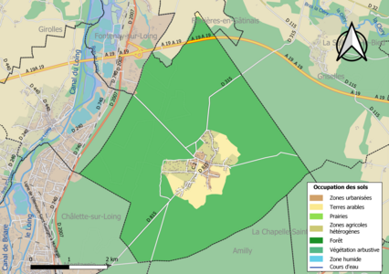 Carte des infrastructures et de l'occupation des sols de la commune en 2018 (CLC).