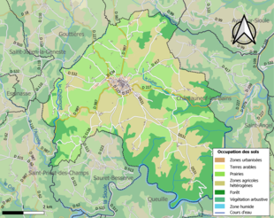 Barevná mapa znázorňující využití půdy.