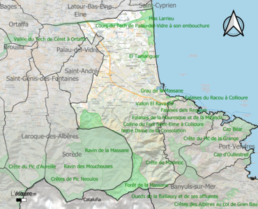 Carte des ZNIEFF de type 1 sur la commune.