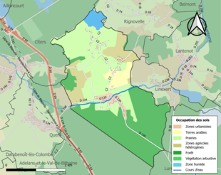 Barevná mapa znázorňující využití půdy.