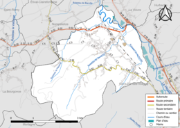 Réseaux hydrographique et routier de Saint-Michel-sur-Meurthe.