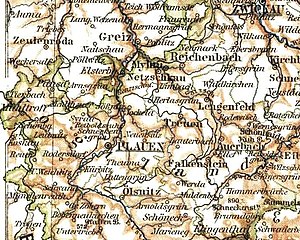 Lage der Amtshauptmannschaft Plauen 1895